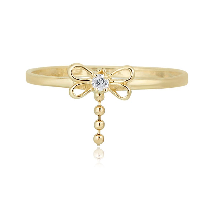 AVORA 10K Yellow Gold Simulated Diamond CZ Dragonfly Ring, Size 3 - Size 3 - Image 2